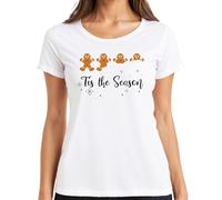 Tis The Season T-shirt de Noël pour femme Pain d'épices, Blanc., M