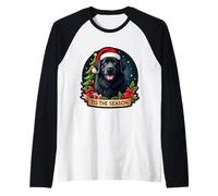 Tis The Season Terre-Neuve Chien Joyeux Noël Maman Papa Noël Manche Raglan