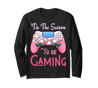 Tis The Season to Be Gaming Gamer Ugly Christmas Jeu Amusant Manche Longue