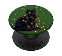 Tis The Season to Sparkle Guirlande Lumineuse en Forme de Chat Noir PopSockets PopGrip Adhésif