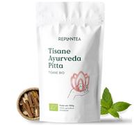 TISANE DE GINGEMBRE AVEC MENTHE ET CURCUMA "Ayurveda Pitta" 100% écologique 100g (50 Tasses) | Thé Ayurveda Digestif avec Réglisse, Ginbembre, Cannelle, Fenouil, Curcuma, Menthe REPLANTEA