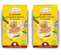 Tisane & Thé Bio Je Souhaite Gamme Chakra - Gingembre stimulant, fenouil doux et cannelle réconfortante - Moment de Détente après repas (Lot de 2)