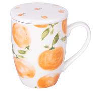 Tisanière 330 ml en porcelaine avec couvercle et filtre en acier inoxydable, oranges, Fruit Life