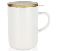 OGO Tisanière Juliet 475 ml – Grès, couvercle en bois d'acacia – Blanc