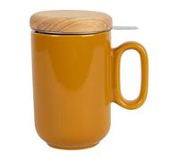 Tisanière baltika moutarde 45cl grès et hévéa filtre inox