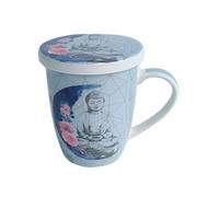 Tisanière bleue en porcelaine avec infuseur Bouddha