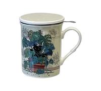 Tisanière chaton et monstera avec infuseur - Hauteur 11 cm - Diamètre 8.5 cm