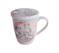 Tisanière en porcelaine rose avec infuseur Bouddha