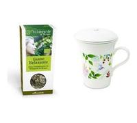 Tisanière fleurie porcelaine 250 ml + Tisane Bio relaxante -