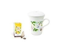 Tisanière fleurie porcelaine 250 ml + Tisane gingembre et citron bio