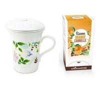 Tisanière fleurie porcelaine 250 ml + Tisane orange et cannelle biologique