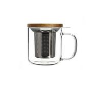 OGO LIVING - tisanière gustave 300ml - 7912103 - Idéal pour le thé, la tisane, les infusions et le rooibos - mug à thé en verre et couvercle en bois d'acacia