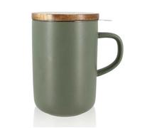 OGO LIVING - tisanière Juliet 475 ml - Idéale pour le thé et la tisane - Mug à thé en grès et couvercle en bois d’acacia - vert amande - 7912013