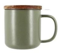 OGO Living Tisanière Juliet 300 ml vert amande en grès avec couvercle bois d'acacia