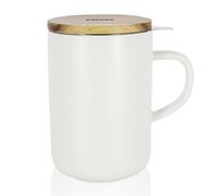 Tisanière 475ml blanc avec couvercle bois