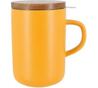 Tisanière - OGO LIVING - 475 ml - Grès - Avec couvercle en bois - Jaune