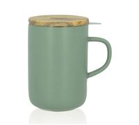 Tisanière - OGO LIVING - 475 ml - Grès - Avec couvercle en bois - Vert
