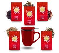Tisanière rouge + 5x20g de Thés et Infusions de Noël assortis | Cadeau Original pour Noël COMPTOIR FRANÇAIS DU THÉ