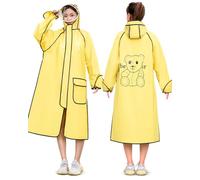 TISCH Imperméable Intégral Long Adulte Jaune, 1 Pièce. Réutilisable, Portable, Motif Ours Mignon pour Protection Extérieur & Quotidien.