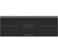 Tisch-Querkalender Papyrus Grau 2027: Wochenkalender 30x11 cm mit 1 Woche auf 2 Seiten, Notizblatt, Zeiteinteilung 8-21 Uhr, Monatsregister & Ringbindung für Büro & Homeoffice