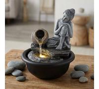 Fontaine d'intérieur Fontaine cascade Bouddha décorative lumière LED H 19 cm gris