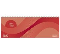 Tischkalender quer Professional Colourlux 2027 rot: 1 Woche 2 Seiten; Bürokalender; Tischquerkalender im Format: 29,8 x 10,5 cm