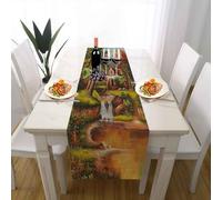 Tischläufer 40x240 cm Country Maison en Bois Läufer Leinen, Festlicher Tischläufer für Partys Rustique Forêt Tischdeko Naturel Cascade Weihnachten Herbst, Waschbar