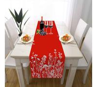 Tischläufer Leinen 40x140 cm Floral Fleur Sauvage Abwaschbarer Table Runner für Home Country Herbe Tischdeko Botanique Plante Läufer Outdoor wetterfest für Hochzeit