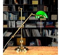 Tischleuchte Lampe de Banquier Laiton Écran de Verre Tirette Art Déco Bureau