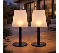 Tischleuchte Solarlampe Extérieur Lampe Jardin LED Blanc 31 cm 2er Set