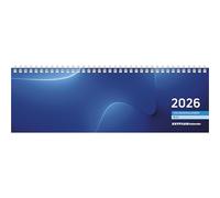 Tischquerkalender blau 2026 - 32x10,5 cm - 1 Woche auf 2 Seiten - Bürokalender mit Monatsübersichten - Stundeneinteilung 7 - 20 Uhr - 176-0015