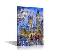 TISHIRON Art mural moderne sur toile pour la maison Londres City Big Den Bus rouge vue œuvre d'art mural pour salon bureau décoration encadrée prête à accrocher 30,5 x 20,3 cm