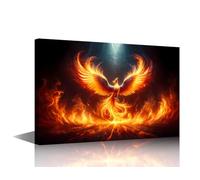 TISHIRON Décoration murale encadrée pour salon, chambre à coucher, cuisine, bureau - Phénix majestueux dans la renaissance ardente - 40,6 x 61 cm