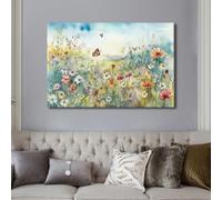 TISHIRON Impressions sur toile de peintures à thème fleurs sauvages - Impressions sur toile de peintures à thème fleurs sauvages - Grande œuvre d'art pour décoration murale d'intérieur moderne - 60 x