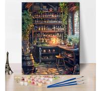 TISHIRON Peinture abstraite par numéros pour adultes - Fantastique Adulte - Kits sur toile - Magic Lab DIY - Peinture acrylique par numéros pour décoration murale de la maison - 40 x 50 cm (sans cadre