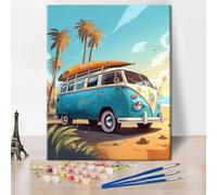 TISHIRON Peinture par numéros à faire soi-même Adulte Voiture Toile pré-dessinée pour la peinture pour adultes Paysage marin Peinture par numéros Kits de peinture à l'huile sur toile 40 x 50 cm (sans