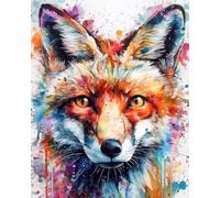 TISHIRON Peinture par numéros pour adultes débutants - Kits d'art tête de renard à l'encre - Peinture à l'huile - Décoration murale d'intérieur avec 3 pinceaux et peinture acrylique - 40 x 50 cm