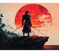 TISHIRON Peinture par numéros pour adultes - Kit de peinture par numéros - Samouraï japonais - Sur toile - Décoration murale - Cadeaux - Artisanat - 40,6 x 50,8 cm