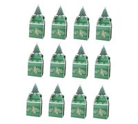 TISHITA 12 Pièces Boîte à Bonbons de Noël Coffret à Friandises Contenant Biscuits Gâteaux Mini Pâtisseries Motif Noël En Papier Solide Adaptée Réunion Familia, Vert