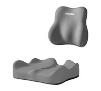 TISHITA 2 Pièces Coussin de Soutien Lombaire Mémoire Ergonomique Coussin Siège Amovible Oreiller Dorsal Respirant Utilisation Multifonction Convient pour Cond, Gris