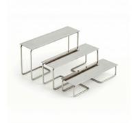 TISHITA 3 Pièces Présentoir Étagère Support Socle Plateforme Métal INOX Design Moderne à Niveaux avec Cadre Tubulaire Ouvert et Stabilité Renforcée pour, Style to 1