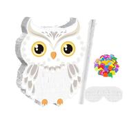 TISHITA 4 Pièces Pinata Hibou Fournitures de Fête D'Anniversaire Jeu Traditionnel avec Bâton et Cache-œil Décoration Animale Adapté pour Les Goûters D'Enfant