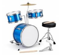 TISHITA Batterie pour Enfants Set Complet Percussion Kit Débutant avec Grosse Caisse Cymbale Tabouret et en Acajou Construction Stable Formation du Rythme , Color to 2