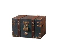 TISHITA Boîte à Bijx En Bois Rustique | Fermure Décorative, Bois, Robuste, pr Chambre, Bureau, Collectionneurs, Vert Émeraude, L, À Combinaison