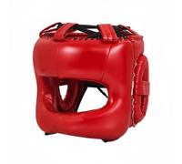 TISHITA Casque de Boxe Protection Complète du Visage Rembourrage Densifié Anti-Impact Couverture Front Nez Joues Menton Défense Oreilles Renforcée Maintien, Rouge Métallique, L Taille Adulte