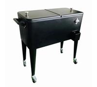 TISHITA Chariot Isotherme pour Boissons Chariot à Glacière Seau à Glace Table de Service Seau Réfrigérant en Métal avec Ouvre-Bouteille Frontal et Panier