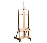 TISHITA Chevalet de Peintre Pliant sur Pied à Roulettes Ajustable en Hêtre avec Hauteur Réglable Base Rectangulaire Stable Adapté aux Artistes Écoles Galeries, Couleur Bois D Origine, Moyen