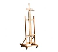 TISHITA Chevalet de Peintre Pliant sur Pied à Roulettes Ajustable en Hêtre avec Hauteur Réglable Base Rectangulaire Stable Adapté aux Artistes Écoles Galeries, Couleur Bois D Origine, Petit
