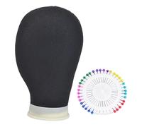 TISHITA Mannequin Tête Support de Perruques Bloc En Toile Résistante Modèle Professionnel Léger Portable et Réutilisable Convient pour Exposition Coiffure Bou, Noir, Circonférence 53 Cm