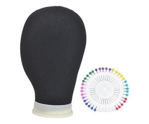 TISHITA Mannequin Tête Support de Perruques Bloc En Toile Résistante Modèle Professionnel Léger Portable et Réutilisable Convient pour Exposition Coiffure Bou, Noir, Circonférence 58cm